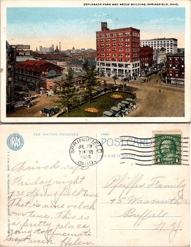Esplanade Park Arcade Gebäude Springfield Ohio Postkarte