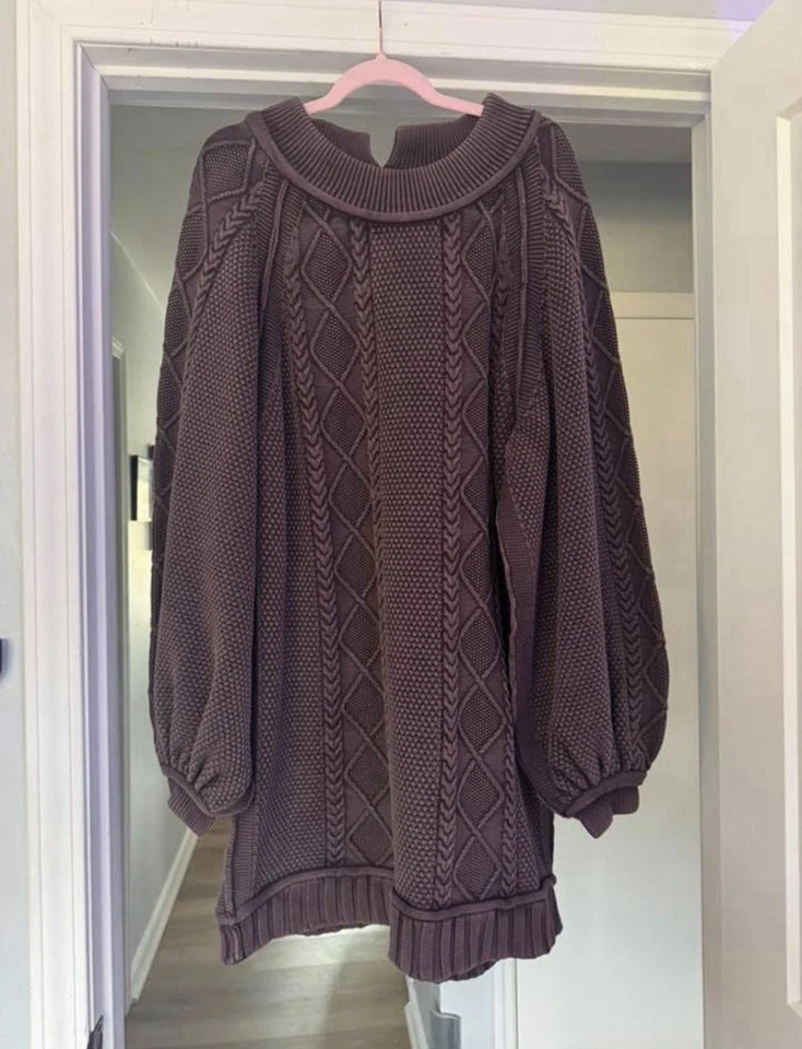 Suéter FREE PEOPLE We The Free The Feels Cable en Hot Fudge Nuevo con Etiquetas Talla Pequeña Foto 2 de 4