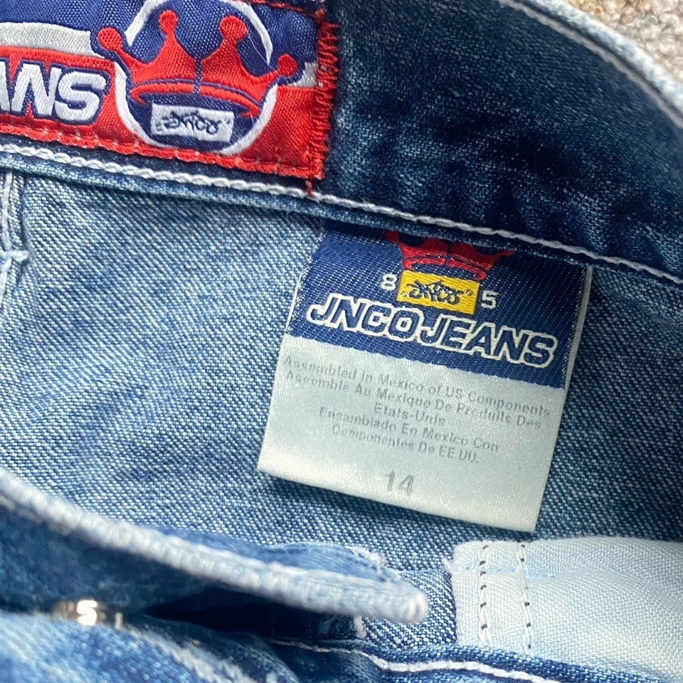 Vintage Jnco Crown Wide Leg Skater Jeans Side Stripe Size 14 Baggy 90s (28x26.5) - Image 2 of 4