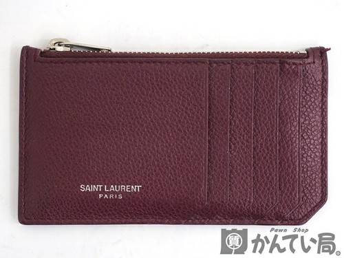SAINT LAURENT PARIS Fragment Case Logo Leather Bordeaux Authentic - Picture 16 of 24