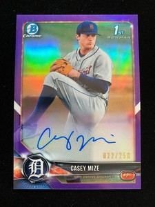 2018 Bowman Chrome Draft CASEY MIZE 1st Rookie PURPLE REFRACTOR AUTO #022/250 RC