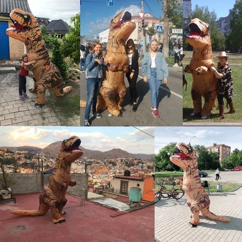 Disfraz de dinosaurio inflable T-Rex adulto niños disfraz traje de Halloween Foto 3 de 4