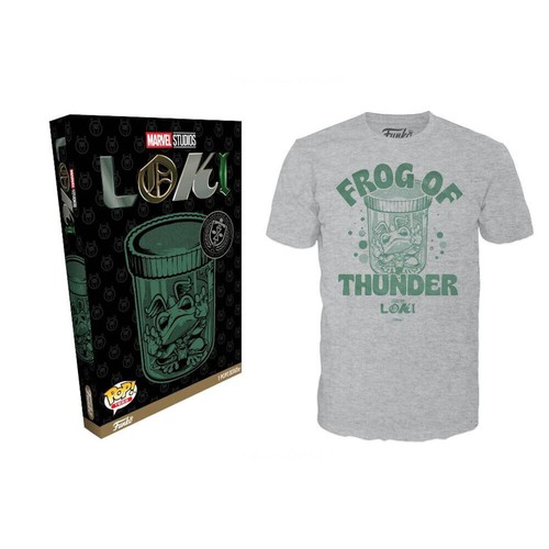 Funko POP! Marvel Studios: Men's Loki "Frog Of Thunder" T-Shirt in Grey, Medium