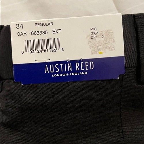 Austin Reed Black Worsted Wool Pleated Trouser Pants Mens Size 34R NEW Unhemmed - Picture 2 of 15