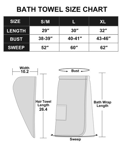 Women's Bath Wrap Towel Shower Spa Body Wrap Adjustable Closure Bathrobe Grey... - Picture 5 of 5
