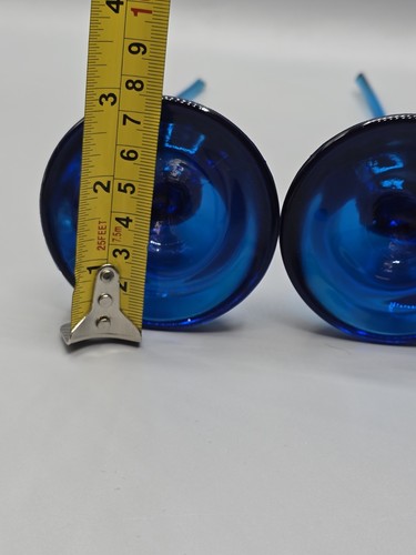 Viking Glass Bluenique Long Tail Bird 9.5" Pair MCM GLASS - Picture 11 of 13