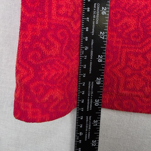 LANDS END Long Sleeve Fleece Print Top Shirt Tunic Cowl Neck Large Orange Pink - Picture 5 of 7