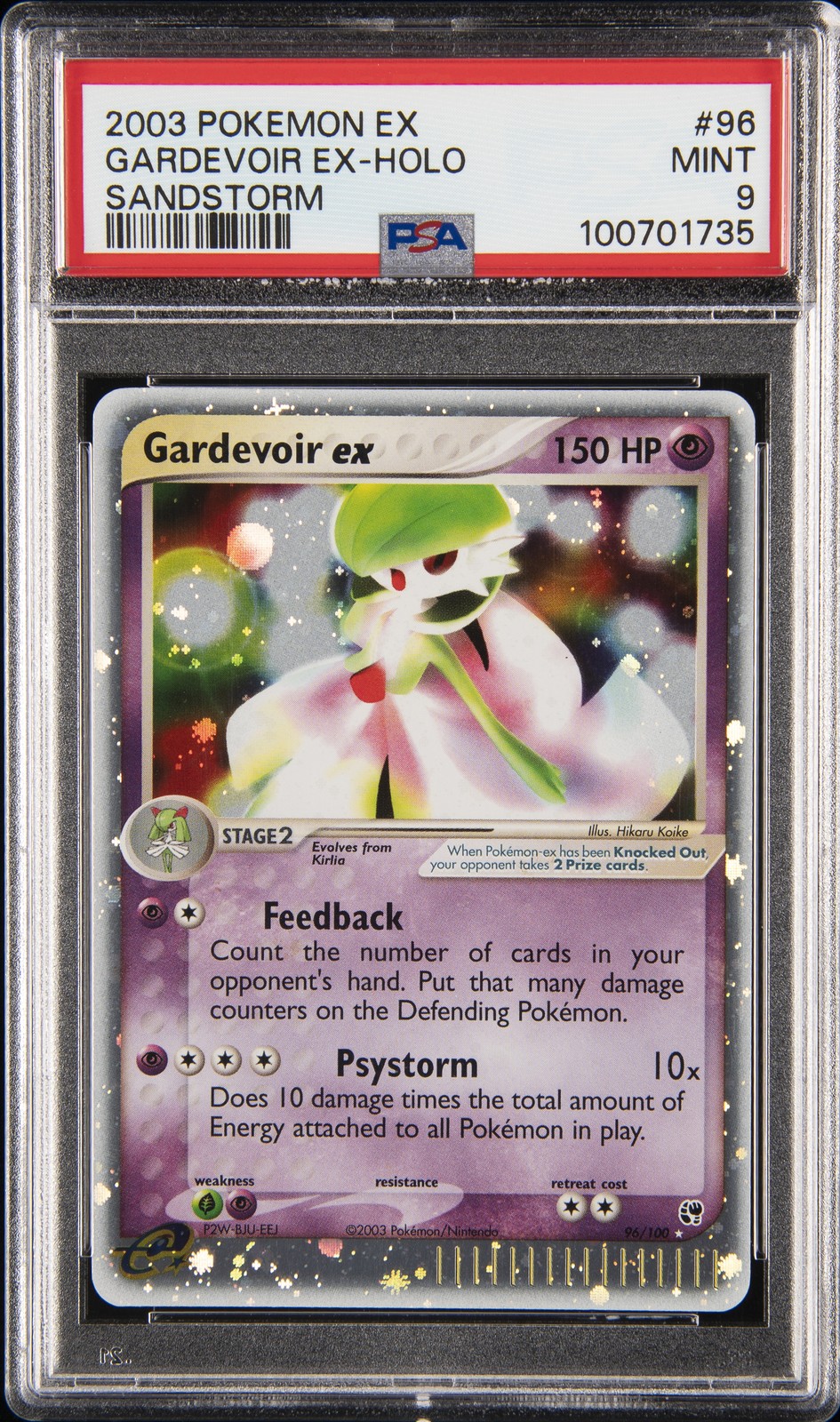 2003 POKEMON EX SANDSTORM #96 GARDEVOIR EX-HOLO PSA 9