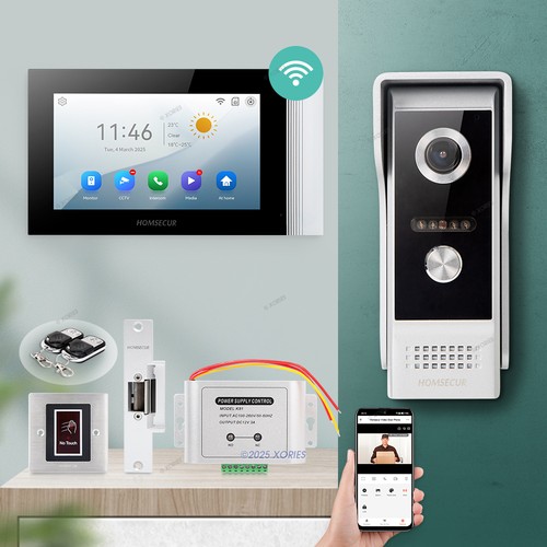 HOMSECUR Waterproof 4 Wire WIFI Video Doorbell Intercom With Lock Auto Snapshot
