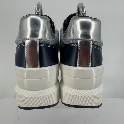 Michael Kors Women's Wedge Sneakers Denim Blue Silver Size 9M - Picture 4 of 8