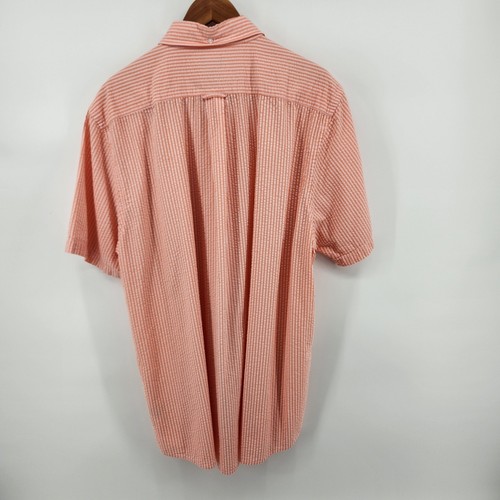 Lands' End Men's XL/T 46-48 Orange Peach Stripes Seersucker Cotton Tall - Picture 2 of 6