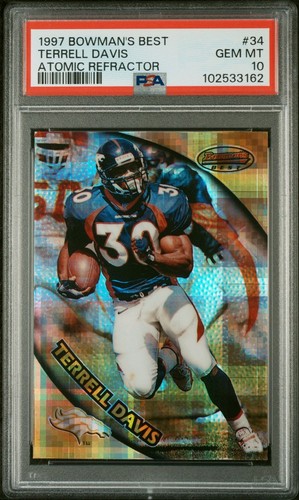 1997 Bowman's Best Atomic Refractor #34 Terrell Davis - PSA 10