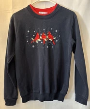 Vtg Women's Country Store Embroidered Christmas Cardinal Winter sweatshirt  XS