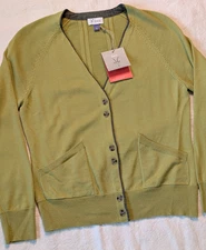 Ibex Cardigan Women's NWT Green Cashmere Wool Knit Sweater Size Small