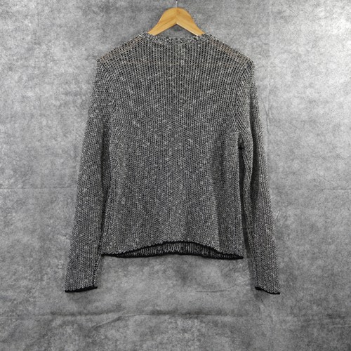 Eileen Fisher Strickjacke Damen klein schwarz weiß Leinen Baumwollmischung Druckknopfleiste - Bild 4 von 9