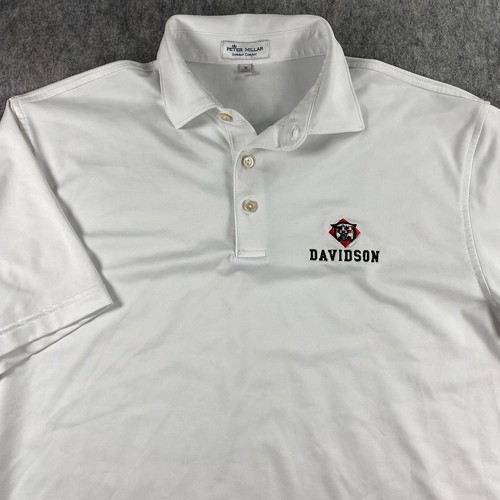 Peter Millar Summer Comfort Golf Polo Shirt Men's Medium White Davidson College - Picture 5 of 11