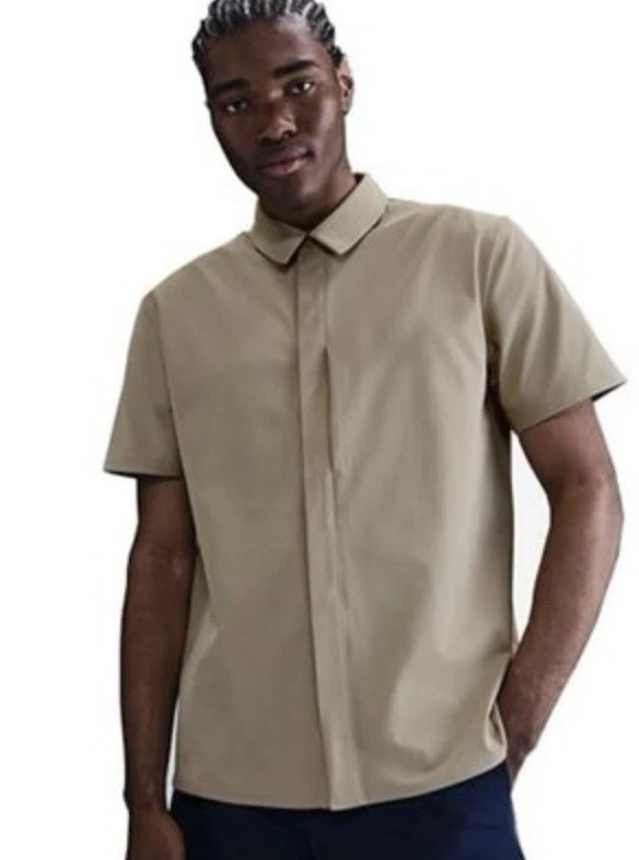 Size 2XL- Nike 24.7 Men’s Perfect Stretch Dri-FIT Snap Down Shirt, Desert Khaki