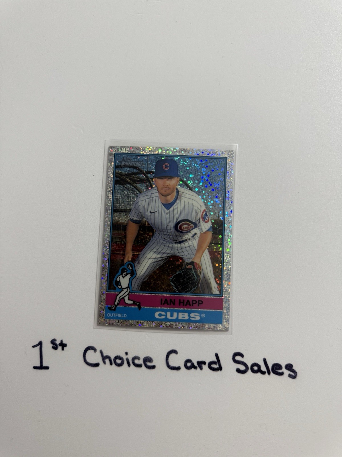 2025 TOPPS HERITAGE CHROME SILVER SPARKLE IAN HAPP #222 CHICAGO CUBS