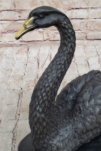 Handcrafted Museum Quality Classic Swan Artwork Bronze Sculpture Decor Sale Art - Picture 9 of 10