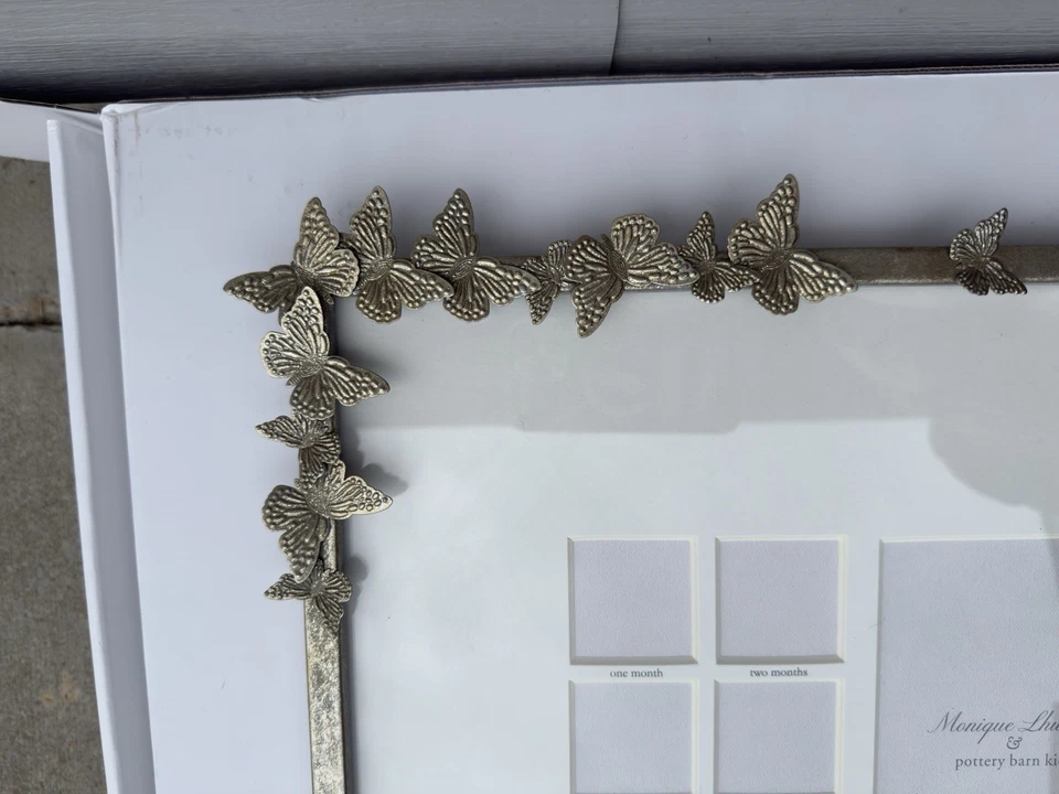 Monique Lhuillier Plata Mariposa Primer Año Marco Metal NUEVO  Foto 4 de 4