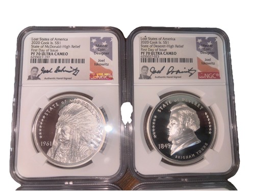 2020 Lost States Of America Cook Islands NGC PF 70 Ultra Cameo Set Of 4 RARE - 第 2/6 張圖片