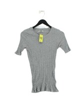 Brave Soul Women's Top S Grey Cotton with Viscose Short Sleeve Round Neck Basic