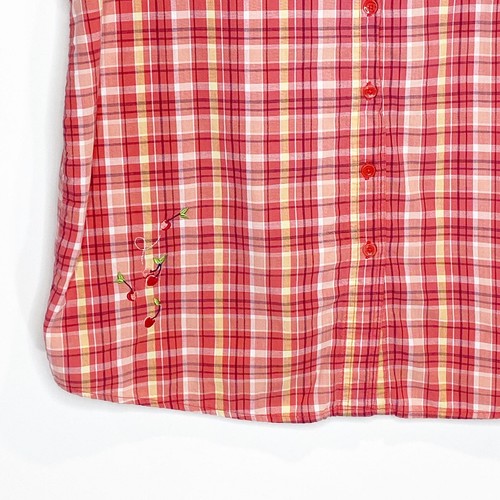 Looney Tunes Tweety Shirt Plaid Embroidered Sleeveless Button Up Size 14W 16W - Foto 4 di 10