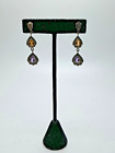Amethyst & Citrine Stud Earrings Ce31. Art Deco Sterling Silver, Marcasite,