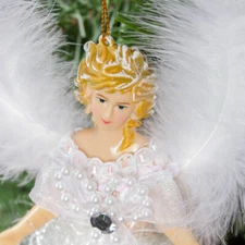 12 Factory Direct Craft 9" White Victorian Sparkle Feather Angel Ornaments
