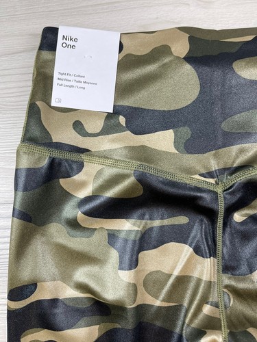 Nike One Mujer Mediano Oliva Camuflaje Estampado Mediano Leggings (DD4559-222) XS NUEVO - Imagen 7 de 8