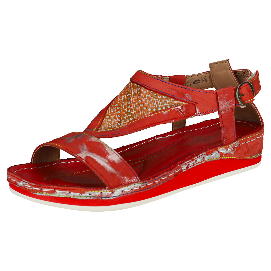 Laura Vita Bruel 10 Damenschuhe ROT Silver Pelle Sandale - 38 EU Laura Vita Bruel 10 Damenschuhe ROT Silver Pelle Sandale - 38 EU
