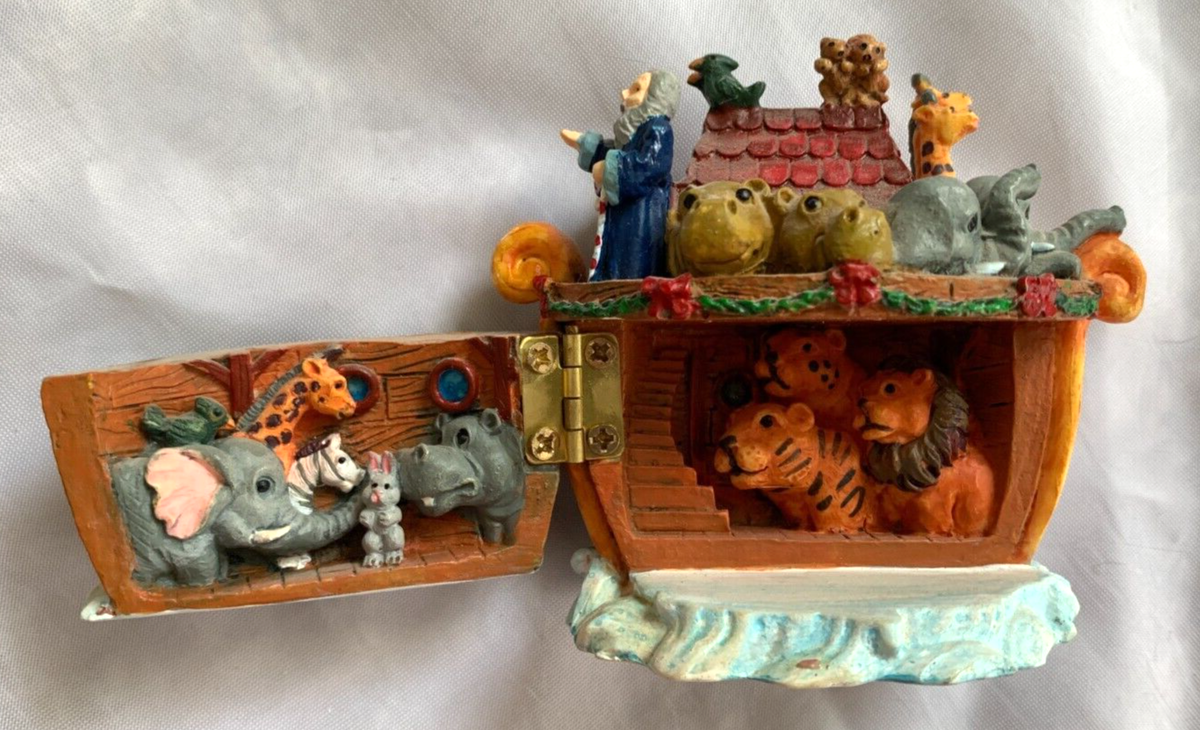 Multi 3X3 Hinged Noah's Ark - Boat Figurine w Animals | eBay