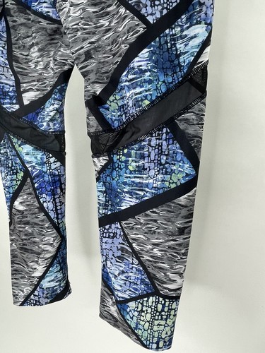 AVIA Leggings Womens Medium Yoga Gym Exercise Blue Black Gray Green Stretch Mesh - Picture 7 of 9