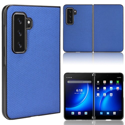 For Microsoft Surface Duo / 2 Shockproof Carbon Fiber Pattern Leather Case Cover - Picture 14 of 17