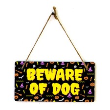 Beware of Dog 5x10 Hanging Plus Wall or Door Sign  Rustic Twined