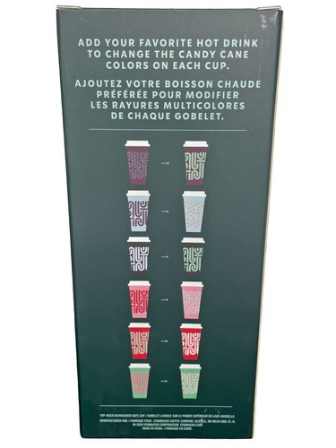 Starbucks® Reusable HOT Cups 16oz Color Change "Candy Canes" - Set of 6 w/ lids - Imagen 2 de 6