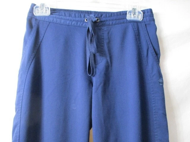 Womens Scrub Pants Small Blue Elastic Waist Polyester Blend Pockets Straight - Image 2 of 4