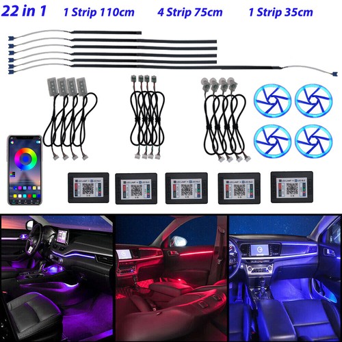 22IN1 RGB LED Auto Symphony Innenraumbeleuchtung Ambientebeleuchtung App Control - Picture 5 of 28