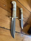 *new* Double Knife Set- Large Bone Handled Hunting Knives W/sheath