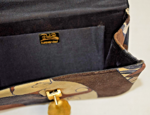 Emilio Pucci Coin Purse VTG 60s Shades Beige and Blue Velvet Gold Clasp 7.5"X5" - Picture 6 of 6