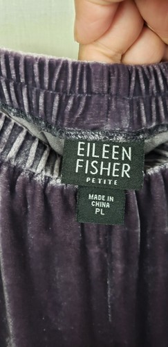 Eileen Fisher Velvet Velour Pants PL Purple Pull On Stretchy Waist Silk Blend - Picture 3 of 4