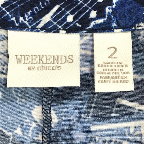 Weekend Chicos Giacca Donna 2 (L) Blu Bianco Elasticizzato Poli 2 Tasche Manica Lunga - Foto 4 di 8