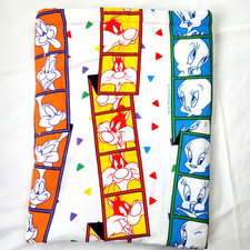 Looney Tunes Baby Quilt Blanket Tweety Bugs Daffy Sylvester 1993 Handmade 38x43