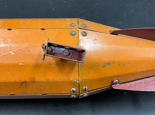 Antique Metal Orange ZEPPELIN Blimp 1920's Metalcraft #960 Airship Constructed - Picture 10 of 10