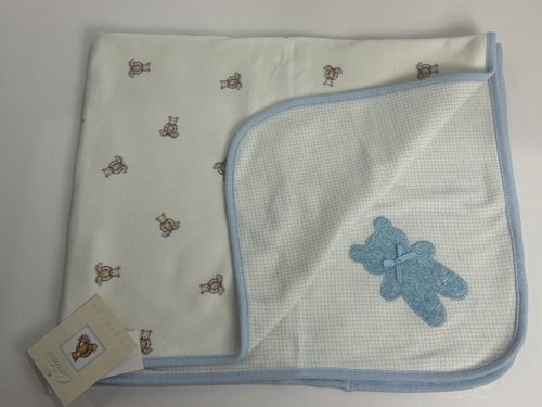 Manta de recepción de bebé vintage nueva con etiquetas Carters Classics azul y blanco oso de peluche - Imagen 10 de 11