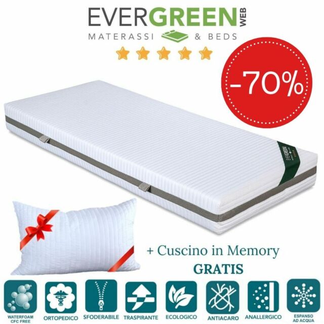 EVERGREENWEB ✅ Materasso Singolo 80x195 in Waterfoam + Cuscino GRATIS EVERGREENWEB ✅ Materasso Singolo 80x195 in Waterfoam + Cuscino GRATIS