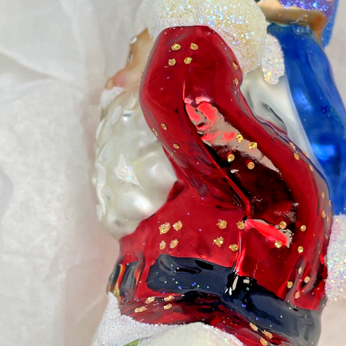 Christopher Radko Santa Bonanza Glass Ornament Totem Pole with Rhinestone Cheeks - Picture 9 of 24