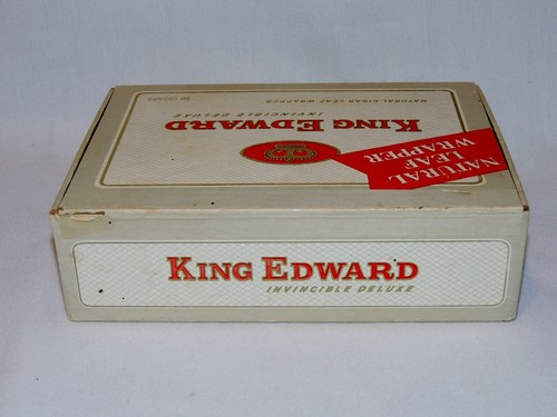 Vintage King Edward The Seventh Invincible Deluxe Natural Leaf Wrap Cigar Box  - Picture 6 of 9