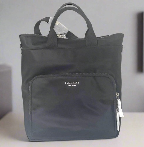 Kate Spade Sam Ksnyl Nylon Convertible Backpack Black Travel Commuter Tote - Picture 2 of 14