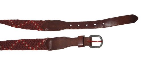 Volcom Brown Leather Braided Burgundy and Red Cord Men's Belt sz 34 - Picture 3 of 9